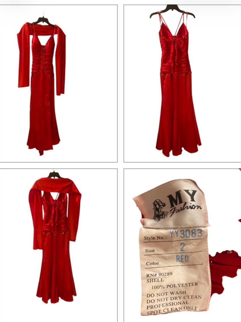Red Evening Gown with Matching Shawl